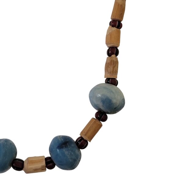 Eclectic Vintage Beaded Necklace Gold Chain Boho Summer Style - Picture 3 of 5